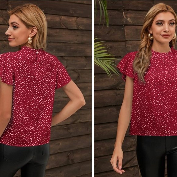 🎶 SALE NEW! Size 2 Polka Dot Butterfly Sleeve Blouse - Picture 1 of 2